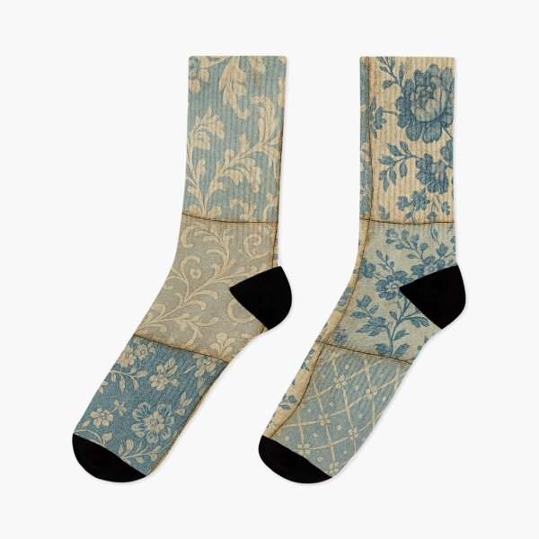 Item preview, Vintage Blue Floral Patchwork designed and sold by SassyArtistry.