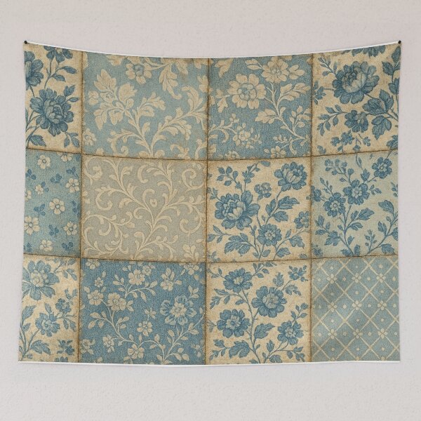 Item preview, Vintage Blue Floral Patchwork designed and sold by SassyArtistry.
