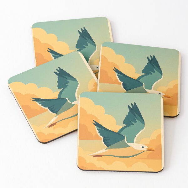 Item preview, Summer Adventure Vintage Flying Seagull Coastal Poster Art designed and sold by White-Camel.