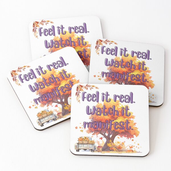 Item preview, Feel it real. Watch it manifest. Autumn vibes with positive text designed and sold by HowAboutTee.