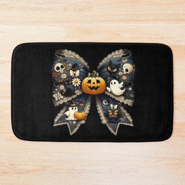Item preview, pumpkin ghost bow designed and sold by szydelkowanika.