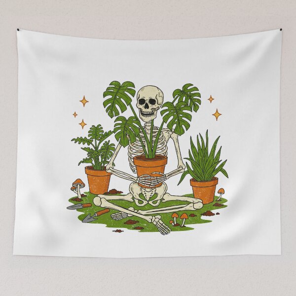 Item preview, Meditating Skeleton with Houseplants designed and sold by TeeARTHY.