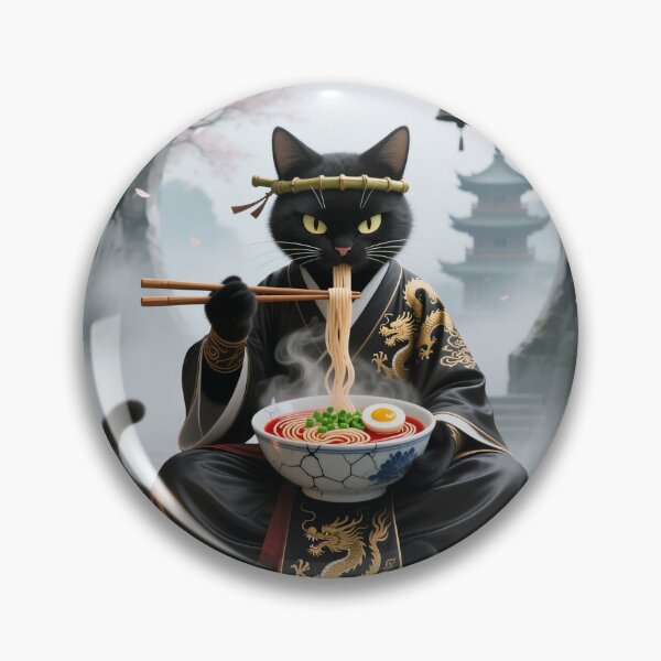 Item preview, Cut Gluttonous Cat with Ramen designed and sold by casamomo.
