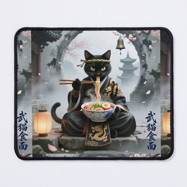 Item preview, Cut Gluttonous Cat with Ramen designed and sold by casamomo.