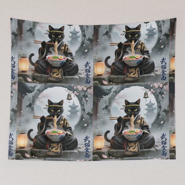 Item preview, Cut Gluttonous Cat with Ramen designed and sold by casamomo.