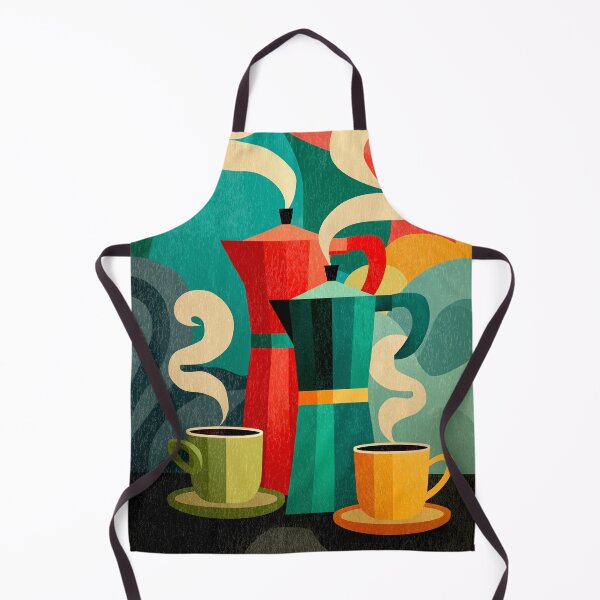 Item preview, Retro Coffee Poster – Moka Pot with Espresso Cups designed and sold by Gino By Design.
