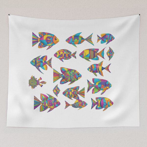 Item preview, Tropical fish with geometric patterns designed and sold by  ViralVisionsCreating .