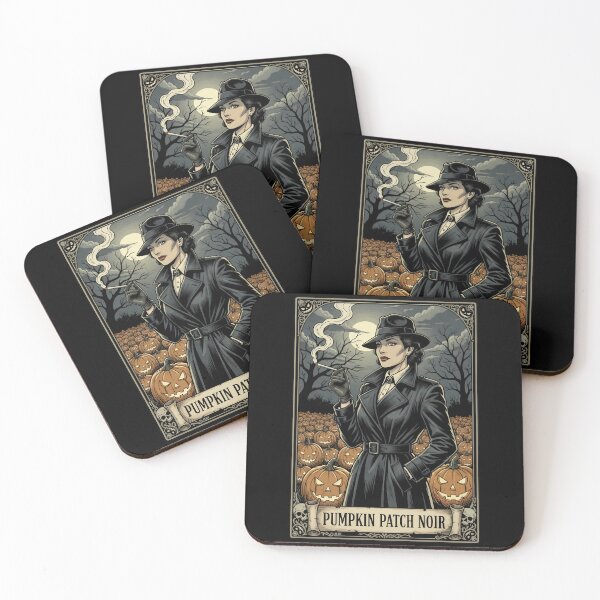 Item preview, Pumpkin Patch Noir – Gothic Detective Lady in Spooky Halloween Scene. designed and sold by Spark2Seduction.