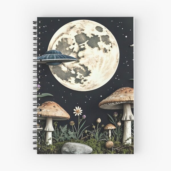 Item preview, Cosmic Fungi: Moonlit Mushroom Garden with UFO designed and sold by Petals and Flint.