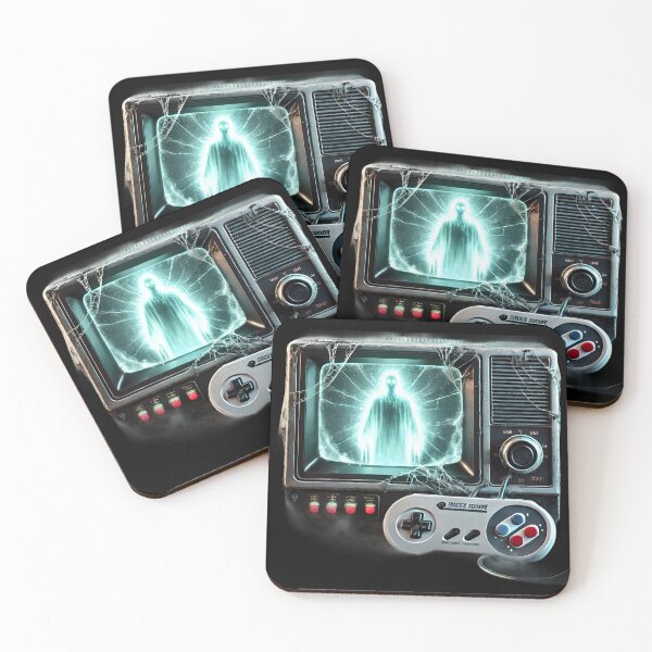 Item preview, Retro Haunted TV with Ghostly Figure and Game Controller. designed and sold by The-T-In-Retro.