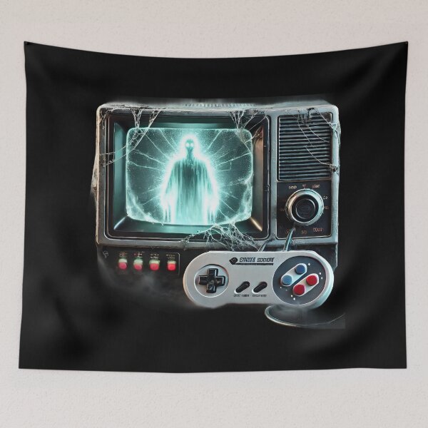 Item preview, Retro Haunted TV with Ghostly Figure and Game Controller. designed and sold by The-T-In-Retro.