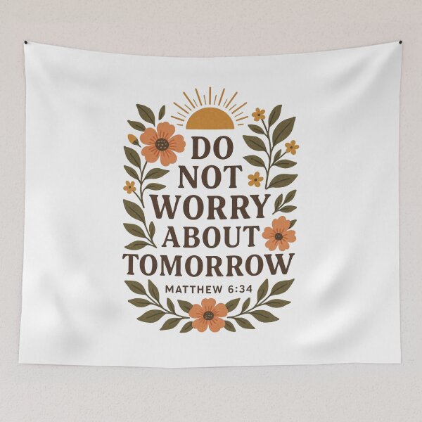 Item preview, Do Not Worry, Bible Verse Floral Retro Design. designed and sold by loveandlightrb.
