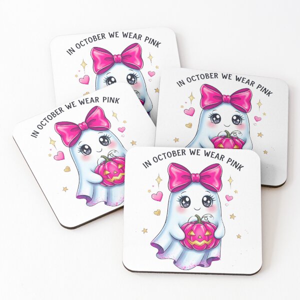Item preview, In October We Wear Pink PNG | Cute Pink Ghost and Pumpkin Breast Cancer Awareness Design designed and sold by Ellen'Studio.