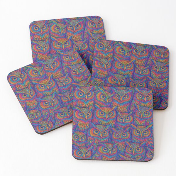 Item preview, Spectrum Guardians – Full-Spectrum Psychedelic Owl Print designed and sold by getpressedshirt.