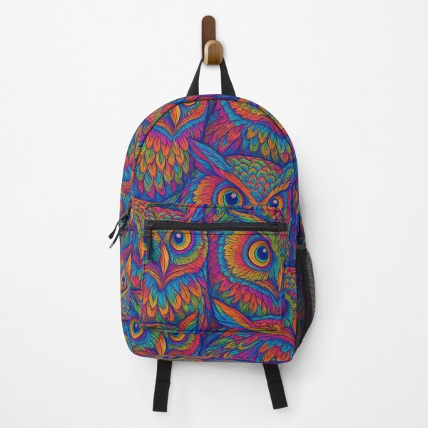 Item preview, Spectrum Guardians – Full-Spectrum Psychedelic Owl Print designed and sold by getpressedshirt.