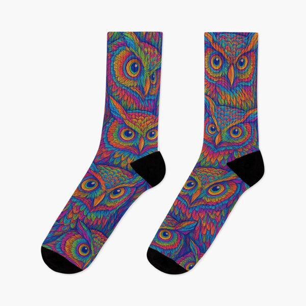 Item preview, Spectrum Guardians – Full-Spectrum Psychedelic Owl Print designed and sold by getpressedshirt.
