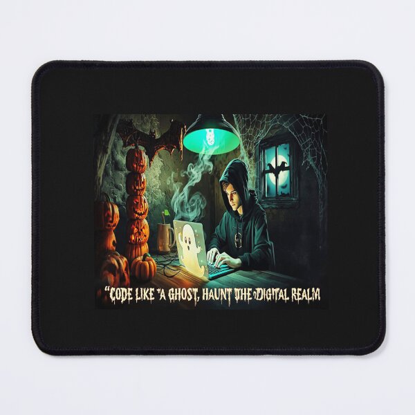 Item preview, Halloween Programmer Ghost – Spooky Coding Night with Pumpkins, Bats & Moonlight designed and sold by Soft Strength Studio.