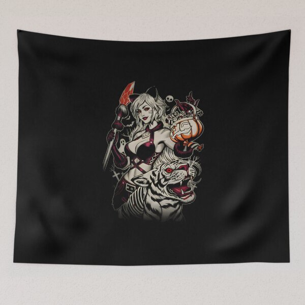 Item preview, Witch Hunter and Her Beast – Dark Fantasy Halloween Art designed and sold by El Hermano Gym.