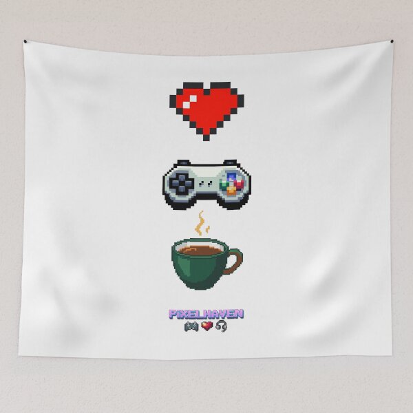 Item preview, LOVE COFFEE GAMING Pixel Art | Funny Retro Gaming Design designed and sold by WHITE FLAME PRINTS.