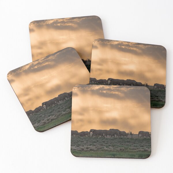 Item preview, Storm-Lit Procession — Etosha Elephant Herd at Sunset designed and sold by DavideAntoniani.