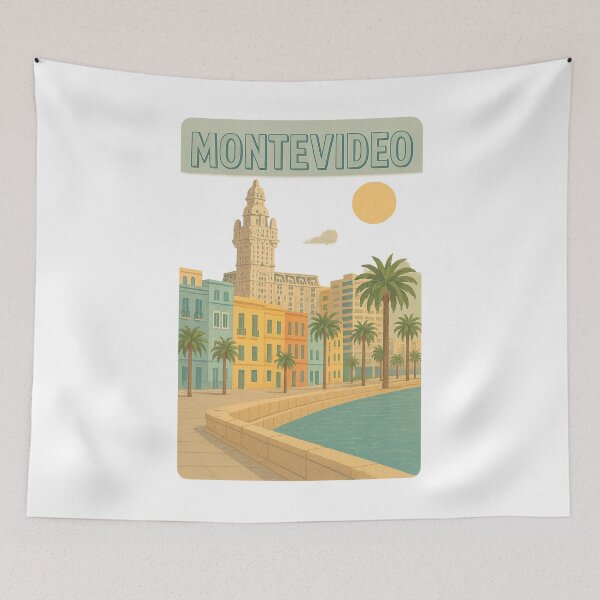 Item preview, Montevideo Uruguay Vintage Travel Poster designed and sold by CapyToon.