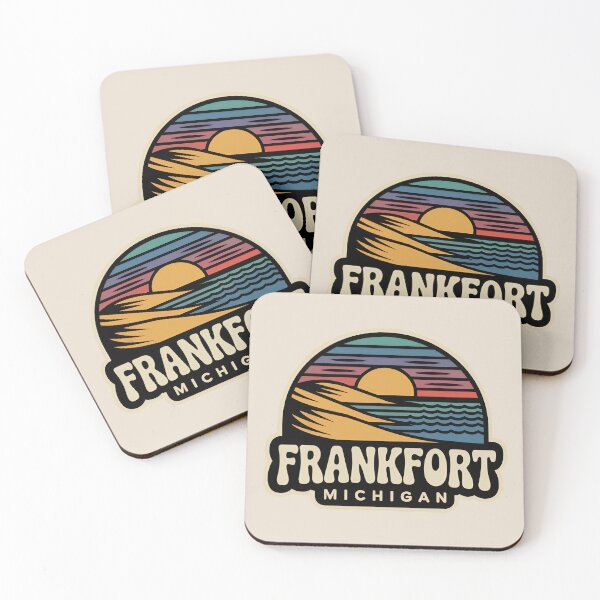 Item preview, Frankfort Michigan Retro Sunset Beach Emblem designed and sold by TheOldMittenIllustrated.