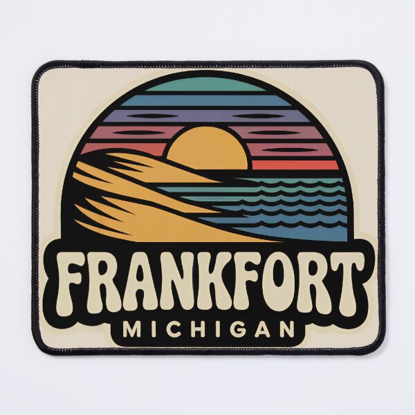 Item preview, Frankfort Michigan Retro Sunset Beach Emblem designed and sold by TheOldMittenIllustrated.