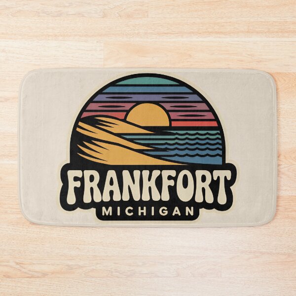 Item preview, Frankfort Michigan Retro Sunset Beach Emblem designed and sold by TheOldMittenIllustrated.