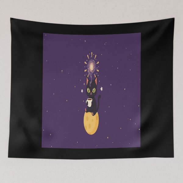 Item preview, Cosmic Cat Coffee – Cat Drinking Coffee on Moon Galaxy Design designed and sold by MODENESTY.