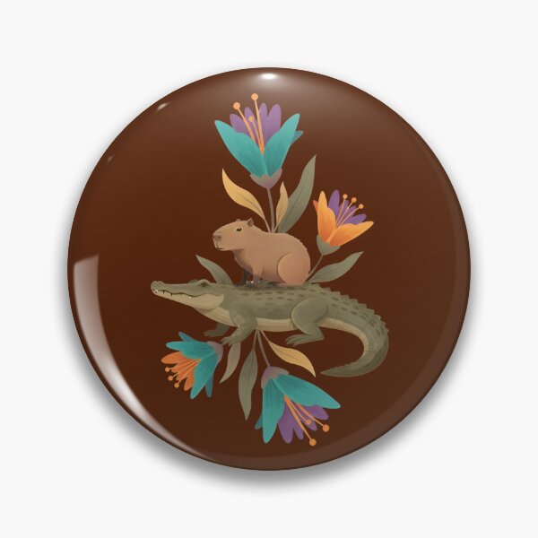 Item preview, Capybara on Cayman Surrounded by Flowers designed and sold by Ciervo Primavera.