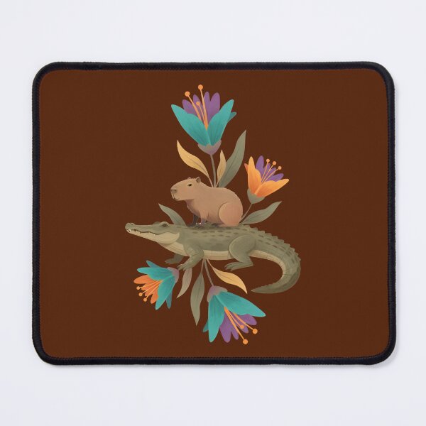 Item preview, Capybara on Cayman Surrounded by Flowers designed and sold by Ciervo Primavera.