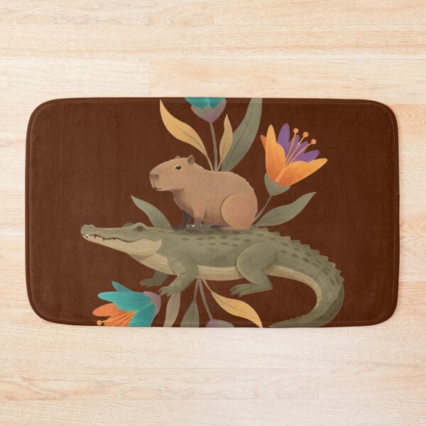 Item preview, Capybara on Cayman Surrounded by Flowers designed and sold by Ciervo Primavera.