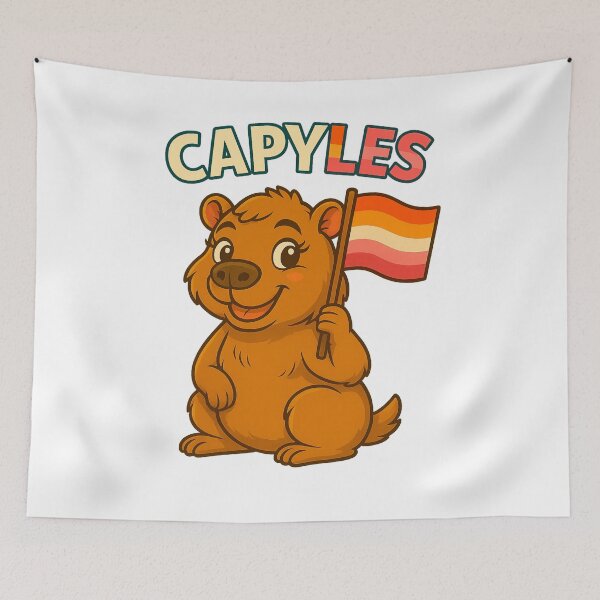 Item preview, Capy LES – Cute Capybara with Lesbian Pride Flag designed and sold by CapyToon.
