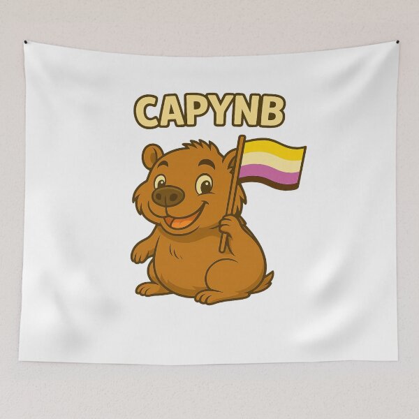Item preview, Capy NB – Cute Capybara with Non-Binary Pride Flag designed and sold by CapyToon.