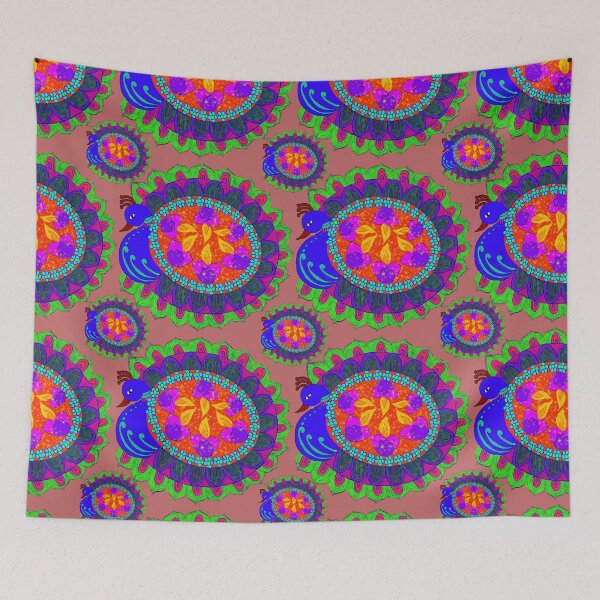Item preview, Abstract Peacock Rangoli repeating Pattern designed and sold by Svasti Arts and Designs.