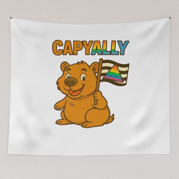 Item preview, Capy ALLY – Cute Capybara with Pride Ally Flag designed and sold by CapyToon.