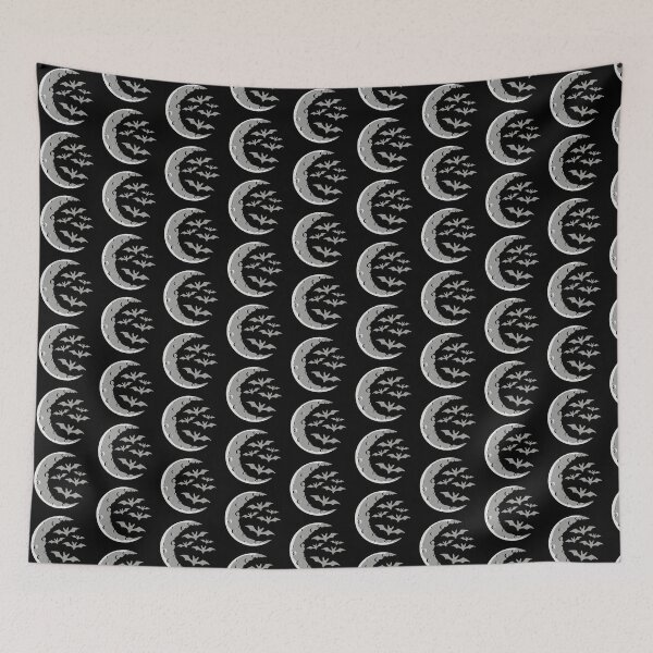 Item preview, Cool Bats Flying Silhouette Half Moon Halloween Night designed and sold by shirt-o-mat.