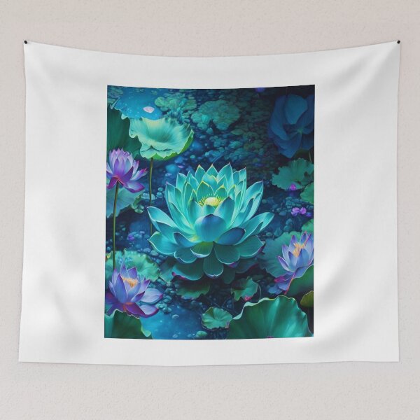 Item preview, Flores de loto bajo la luz de la Aurora Boreal designed and sold by ART-WORLD-VIMO.