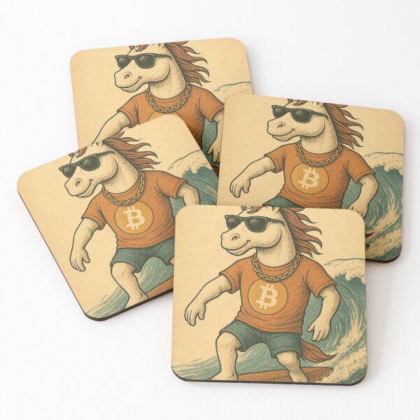 Item preview, Crypto Surf Unicorn – Vintage Bitcoin Vibes designed and sold by CiciShopItalia.