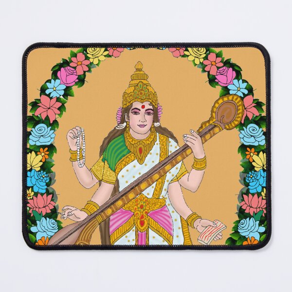 Item preview, Maa Saraswati Digital Illustration | Goddess of Music and Wisdom | Spiritual Indian Wall Art designed and sold by Harshit_Digital_Arts.