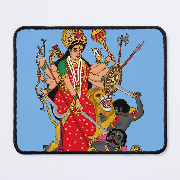 Item preview, Goddess Durga Slaying Mahishasura | Divine Battle Illustration | Hindu Spiritual Wall Art designed and sold by Harshit_Digital_Arts.