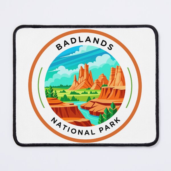 Aperçu de l'œuvre Badge d'aventure du parc national des Badlands – Canyon du désert du Dakota du Sud créée et vendue par ActiveOutdoorLiving.