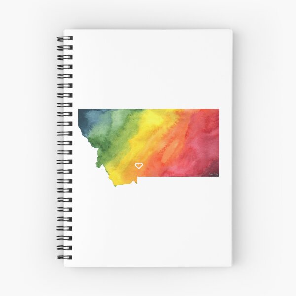Item preview, Rainbow Watercolor Montana Map with Bozeman Heart designed and sold by CrookedThistleStudio.