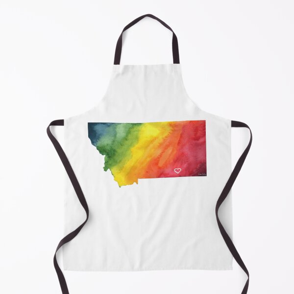 Item preview, Rainbow Watercolor Montana Map with Billings Heart designed and sold by CrookedThistleStudio.