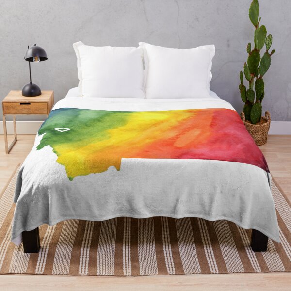 Item preview, Rainbow Watercolor Montana Map with Missoula Heart designed and sold by CrookedThistleStudio.