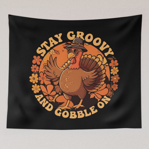 Item preview, Groovy Gobble On | Retro Thanksgiving Turkey T-Shirt designed and sold by Uglyandcute.