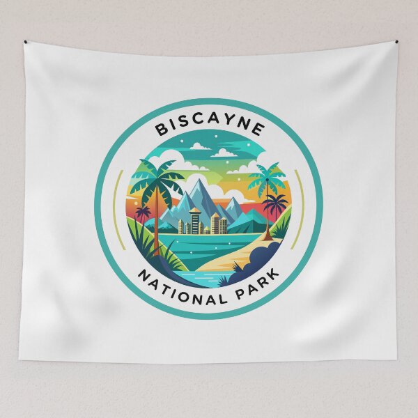 Aperçu de l'œuvre Conception du parc national de Biscayne : un paradis tropical en Floride avec océan, palmiers et horizon créée et vendue par ActiveOutdoorLiving.