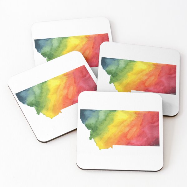 Item preview, Rainbow Watercolor Montana Map – State Silhouette Art designed and sold by CrookedThistleStudio.