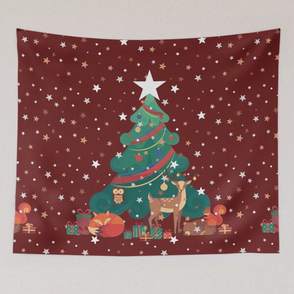 Item preview, Forest Animals Waiting for Christmas Under the Tree designed and sold by Ciervo Primavera.