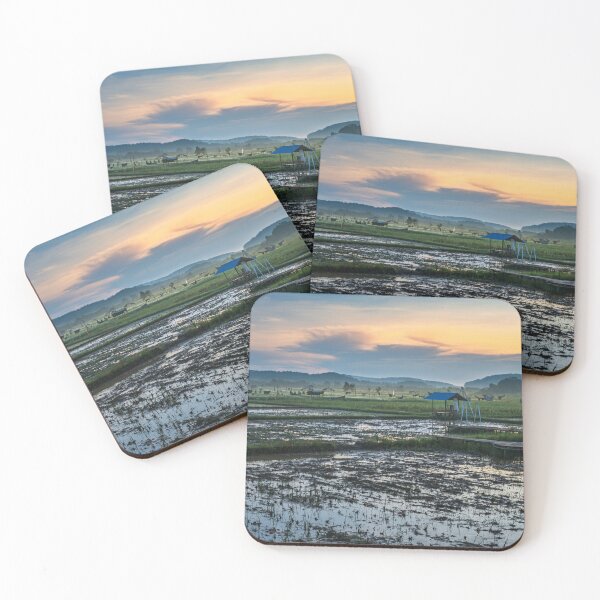 Item preview, Water filled Rice Fields at Sunrise in Samboja designed and sold by xeravin.